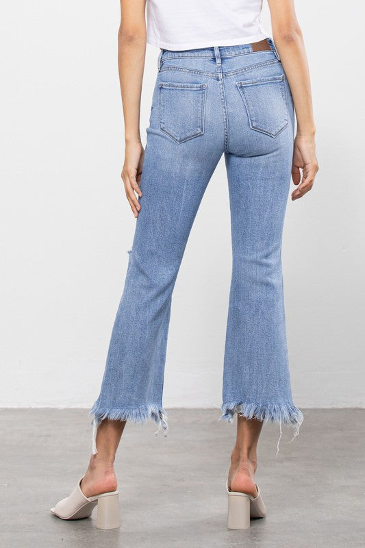Beverly Distressed Hem Cropped Flare Jeans - Shop kendry Collection Boutique