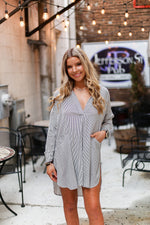 Black And White Pin Stripe Tunic Top - Shop Kendry Collection Boutique