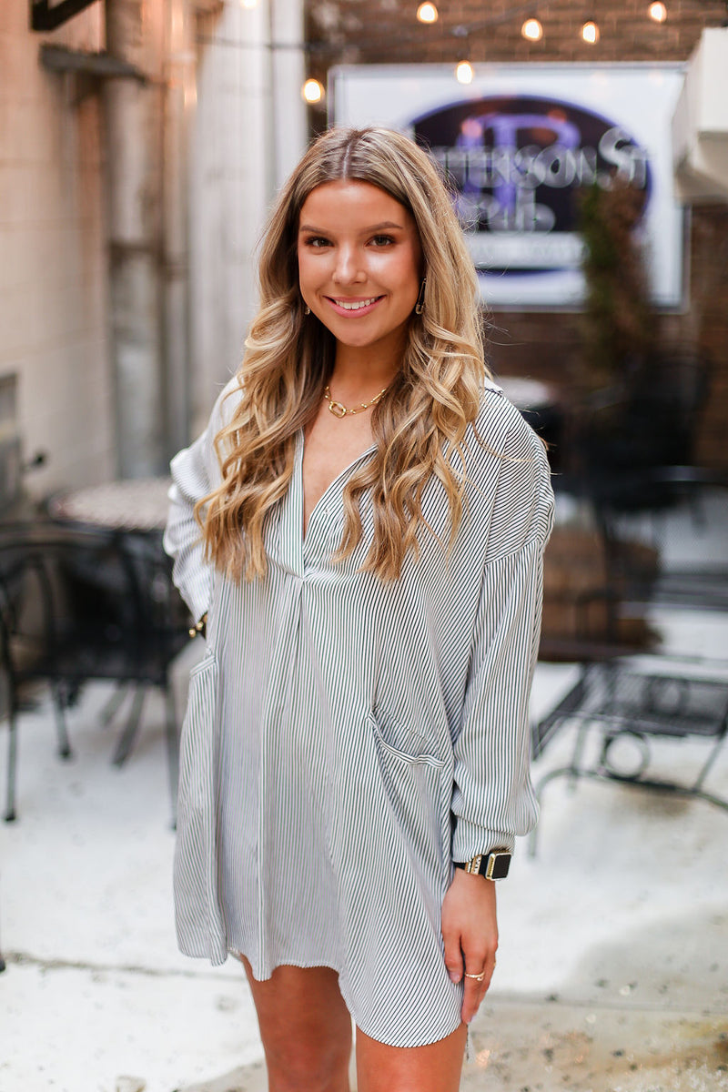 Black And White Pin Stripe Tunic Top - Shop Kendry Collection Boutique