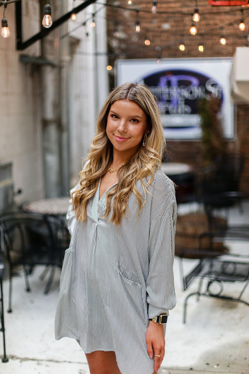Black And White Pin Stripe Tunic Top - Shop Kendry Collection Boutique