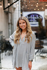 Black And White Pin Stripe Tunic Top - Shop Kendry Collection Boutique