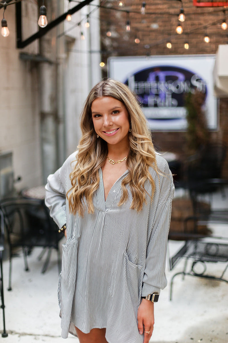 Black And White Pin Stripe Tunic Top - Shop Kendry Collection Boutique