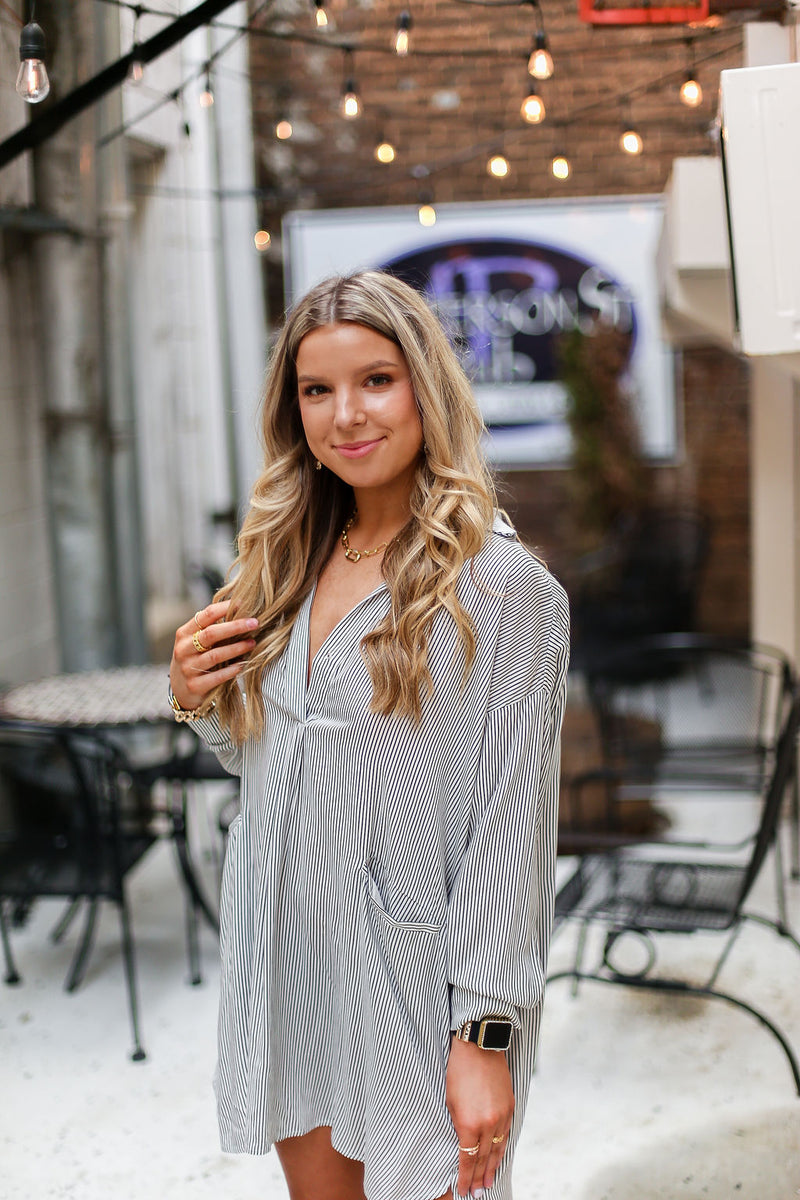 Black And White Pin Stripe Tunic Top - Shop Kendry Collection Boutique