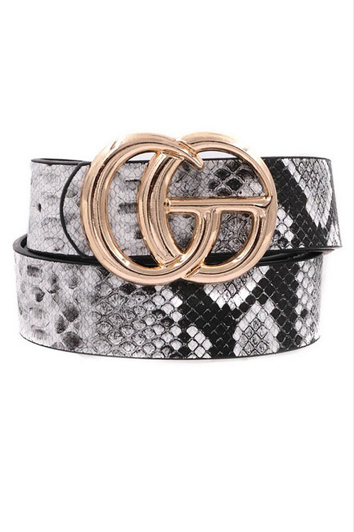 1/14" Black And White Snakeskin GG Belt - Shop Cute Accessories Online At Kendry Collection Boutique