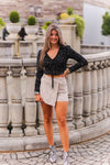 Black And White Star Shirring Blouse - Kendry Collection Boutique
