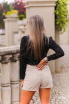 Black And White Star Shirring Blouse - Kendry Collection Boutique