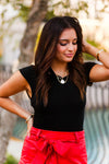 Black Asymmetrical Knit Bodysuit - Kendry Collection Boutique