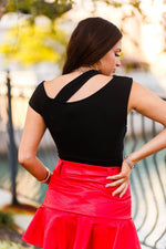 Black Asymmetrical Knit Bodysuit - Kendry Collection Boutique