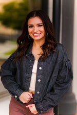 Black Cinched Hem Denim Jacket - Shop Kendry Collection Boutique