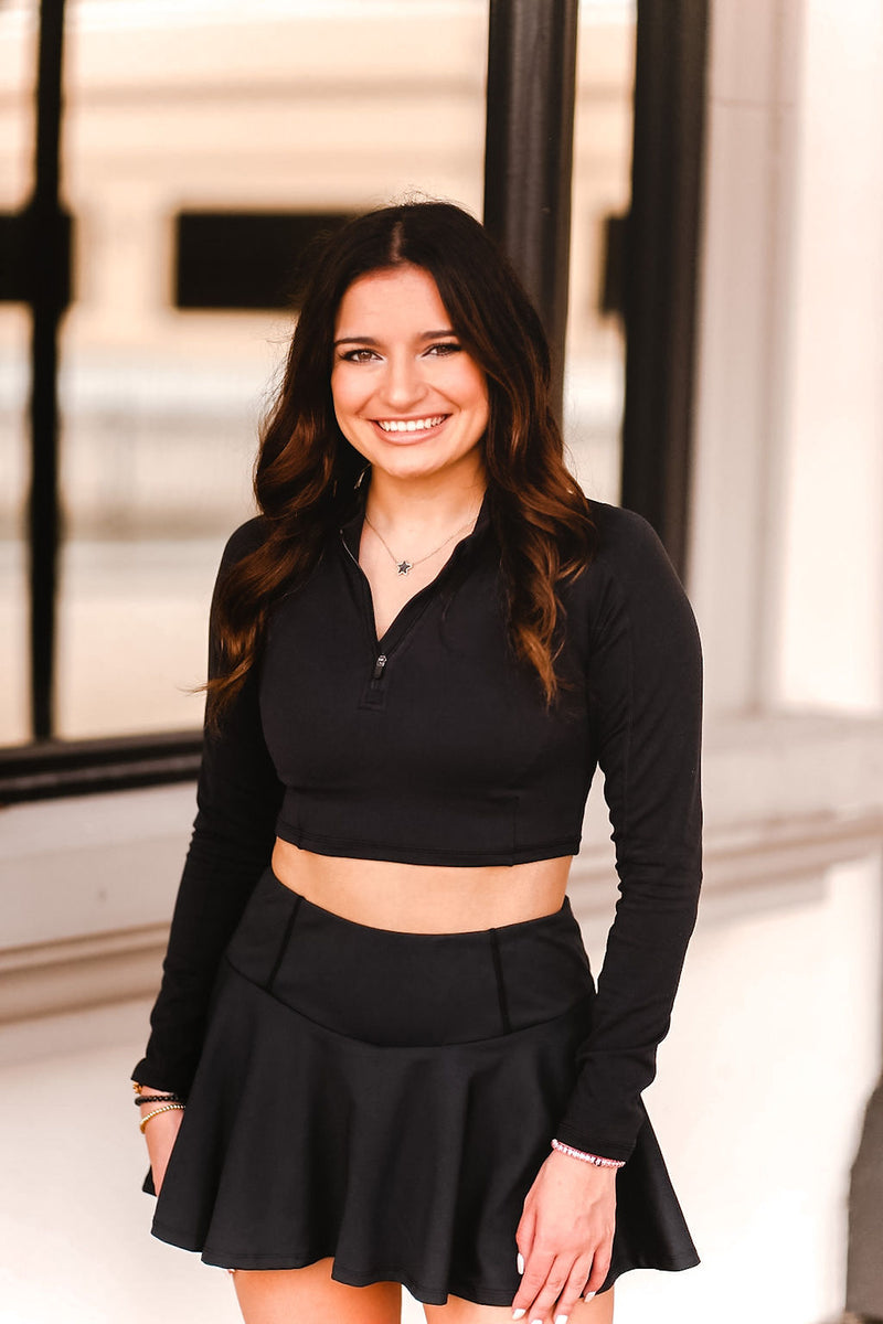 Black Cropped Zip-Up Athletic Jacket - Shop Kendry Collection Boutique