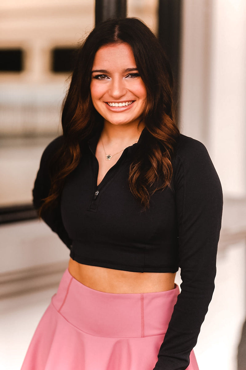 Black Cropped Zip-Up Athletic Jacket - Shop Kendry Collection Boutique