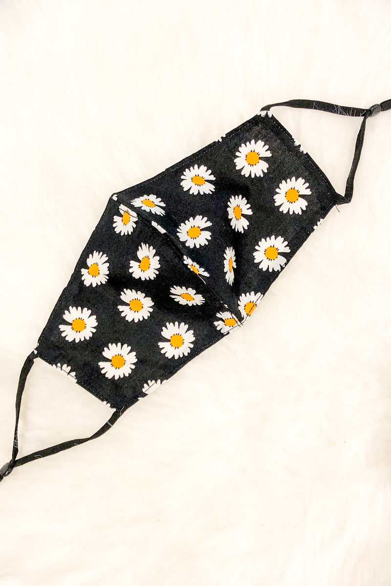 Black Daisy Face Mask