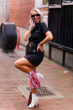 Black Denim Gold Buckle Mini Dress - Shop Kendry Collection Boutique 