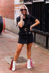 Black Denim Gold Buckle Mini Dress - Shop Kendry Collection Boutique 