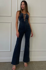 Black Denim Halter Neck Jumpsuit - Shop Kendry Collection Boutique