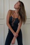 Black Denim Halter Neck Jumpsuit - Shop Kendry Collection Boutique