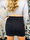 Black Denim Studded Mini Skirt