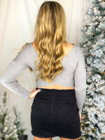 Black Denim Studded Mini Skirt
