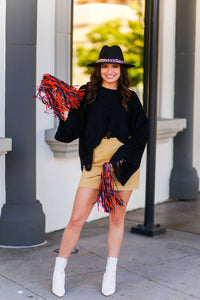 Black Distressed Popcorn Sweater - Shop Kendry Collection Boutique