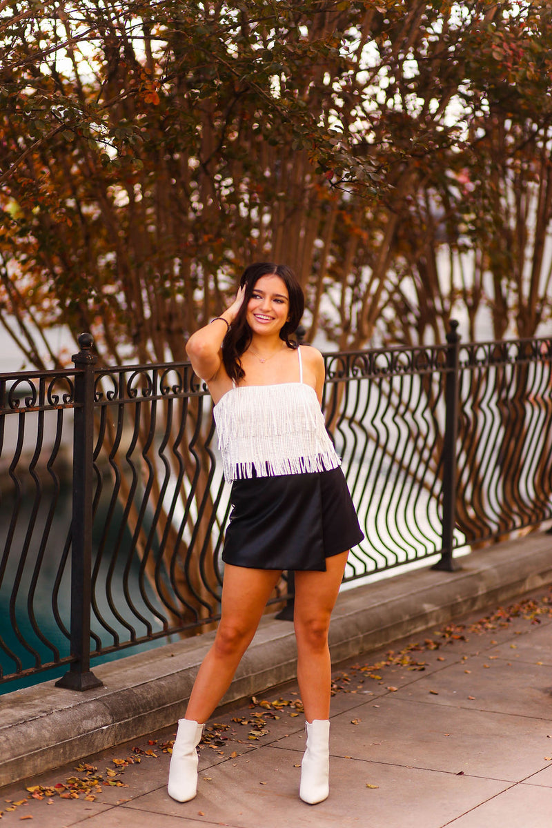 Black Faux leather Mini Skort - Kendry Collection Boutique