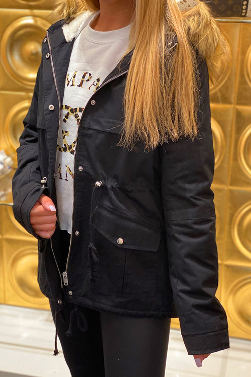 Black Fleece Lined Parka Coat - Shop Kendry Collection Boutique