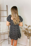 Black Floral Print Puff Sleeve Mini Dress - Shop Cute Ditzy Floral Dresses Now Online At Kendry Collection Boutique