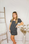 Black Floral Print Puff Sleeve Mini Dress - Shop Cute Ditzy Floral Dresses Now Online At Kendry Collection Boutique