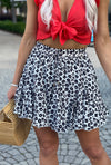 Black Floral Ruffle Mini Skirt