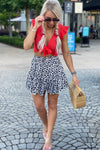 Black Floral Ruffle Mini Skirt