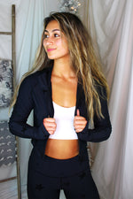 Black Foil Star Pattern Athletic Jacket