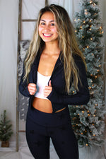 Black Foil Star Pattern Athletic Jacket