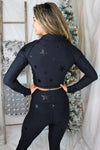 Black Foil Star Pattern Athletic Jacket