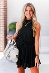 Black Front Tie Halter Neck Romper - Shop Kendry Collection Boutique