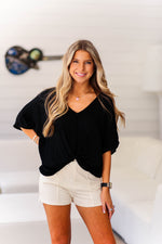 Black Front Twist T-Shirt