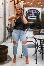 Black Leopard Silk One Shoulder Top - Shop Kendry Collection Boutique