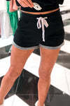 Black Drawstring Waist Lounge Shorts