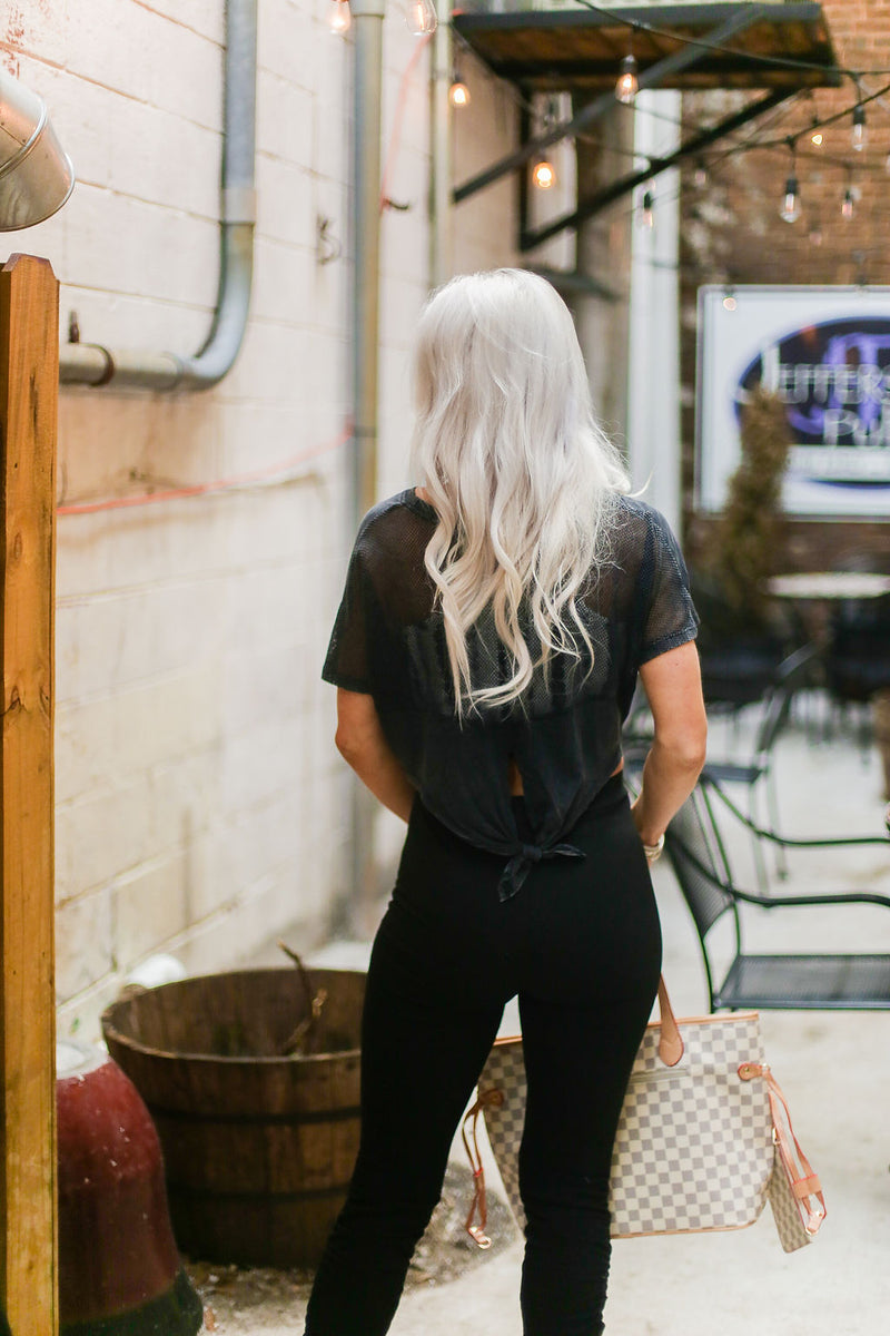 Black Mesh Back Tie Athletic Crop Top - Shop Cute Styles From Kendry Collection Boutique