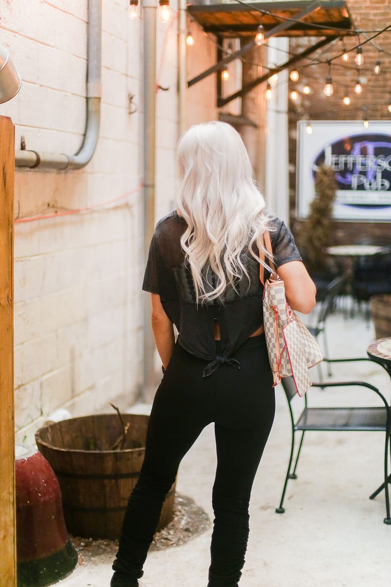 Black Mesh Back Tie Athletic Crop Top - Shop Cute Styles From Kendry Collection Boutique