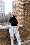 Black One Shoulder Mock Neck Sweater - Shop Kendry Collection Boutique Online