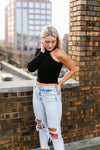 Black One Shoulder Mock Neck Sweater - Shop Kendry Collection Boutique Online