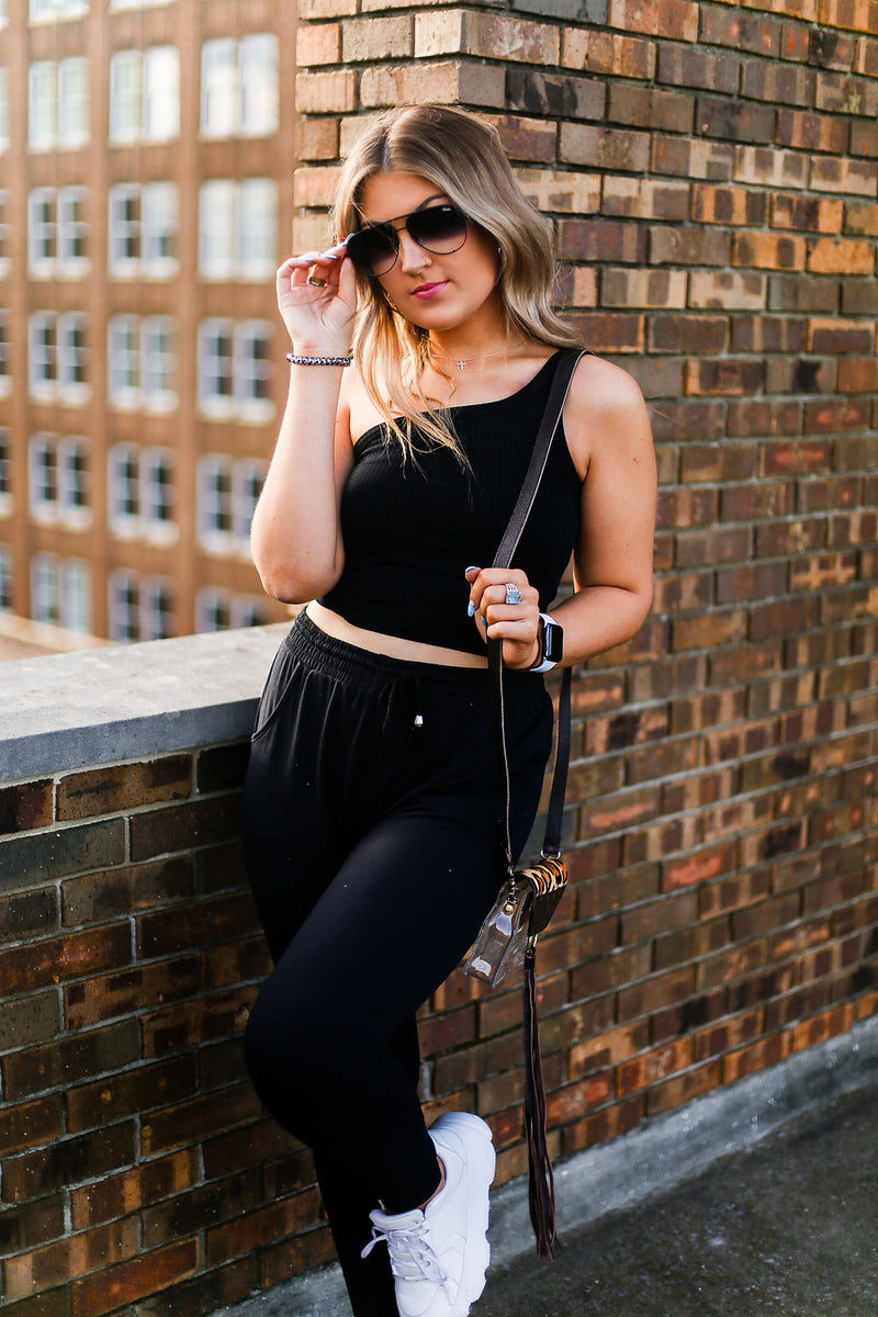 Black One Shoulder Ribbed Tank Top - Shop Kendry Collection Boutique Online