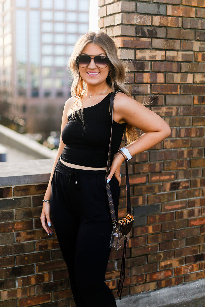 Black One Shoulder Ribbed Tank Top - Shop Kendry Collection Boutique Online