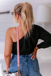 Black One Shoulder Sweatshirt - Shop Kendry Collection Online Boutique