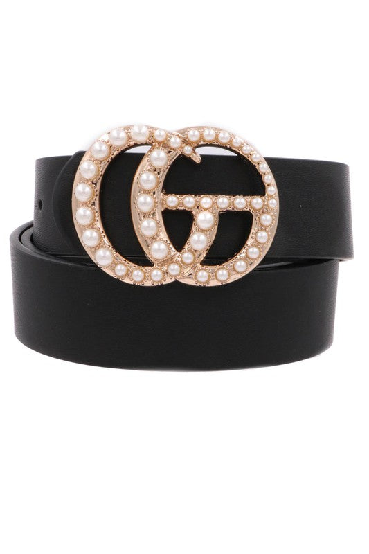 Black Pearl Studded G Belt - Kendry Collection Boutique