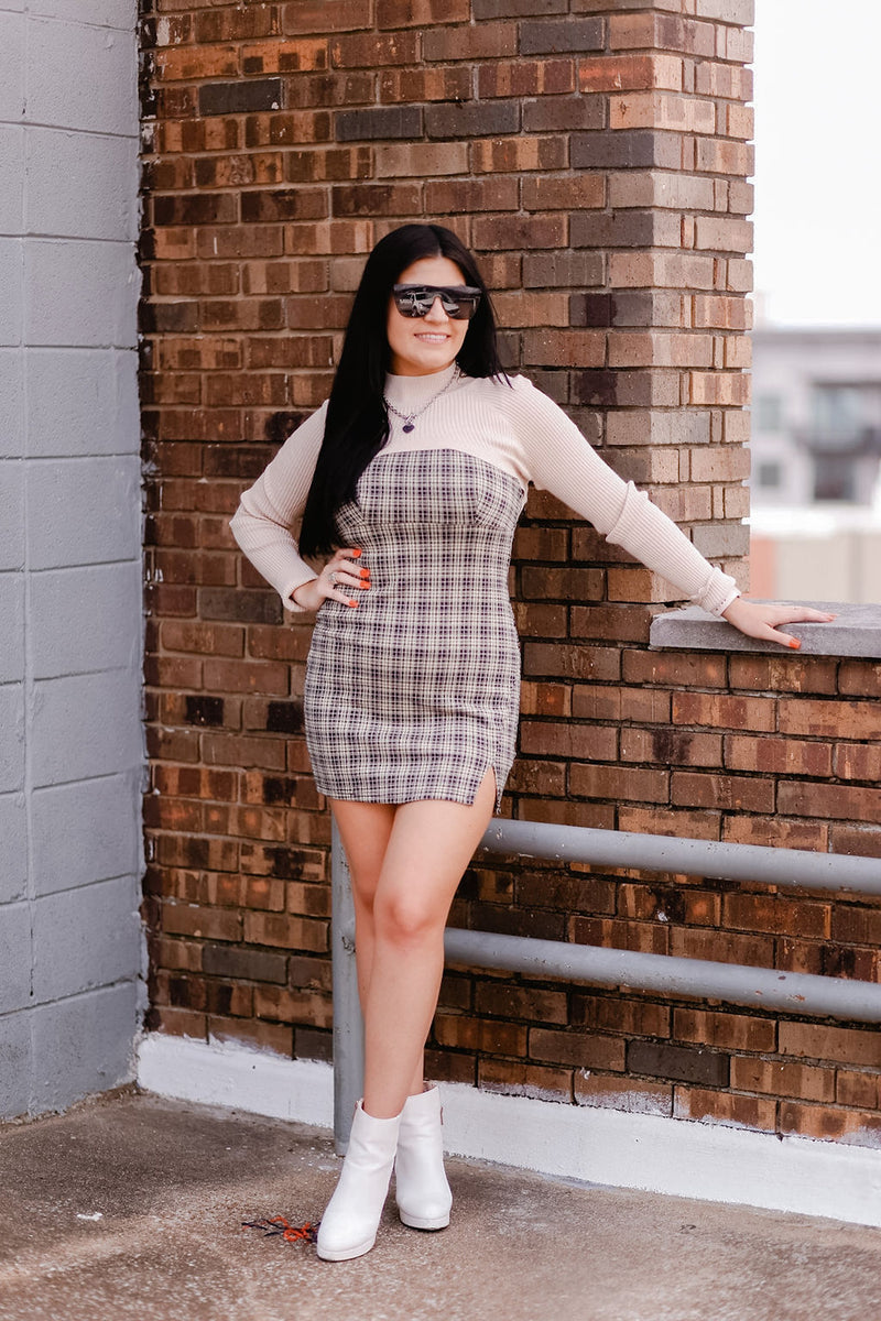 Black Plaid Square Neck Mini Dress - Shop Kendry Collection Boutique 