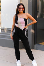 Black Rhinestone Fringe Picket Joggers - Shop Kendry Collection Boutique