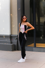 Black Rhinestone Fringe Pocket Joggers