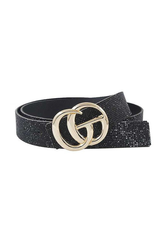 Black Rhinestone GG Belt - Shop Cute Belts At Kendry Collection Boutique