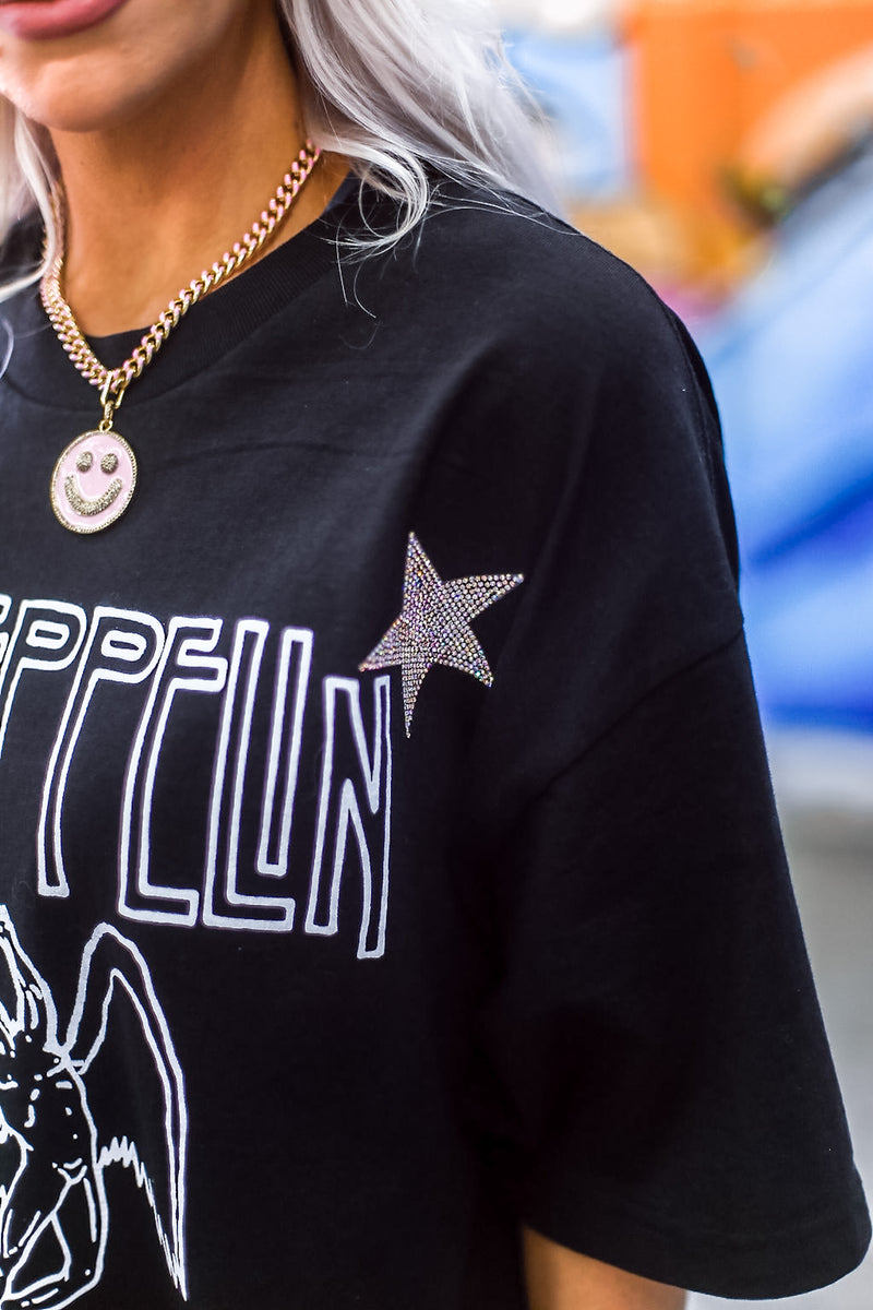 Black Rhinestone Star Band Tee - Shop Kendry Collection Boutique