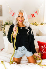 Black Ribbed Fleece Sweater - Shop Kendry Collection Boutique